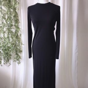 Black open back maxi dress